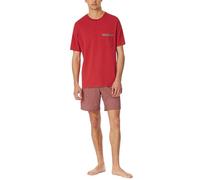 Schiesser Herren Schlafanzug kurz Rundhals-Comfort Nightwear Pyjamaset, Chilli rot_180261, 48