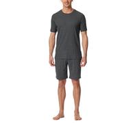 Schiesser Herren Schlafanzug Kurz Rundhals - Modern Nightwear Pyjamaset, Dunkelgrau-gem._181918, 58 EU