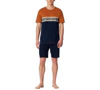 Shorty SCHIESSER "Casual Essentials", Herren, Gr. 56, 801, blau, Single Jersey, Obermaterial: 100% Baumwolle, bequem kurz, Rundhals, Homewear-Sets Shorty, mit Rundhalsausschnitt und kurzen Ärmeln (656