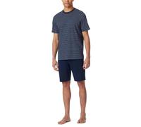SCHIESSER Herren Schlafanzug, kurz - Casual Essentials, Rundhals, Baumwolle Dunkelblau L