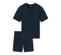 SCHIESSER Herren Schlafanzug - kurz, V-Ausschnitt, Baumwolle 3XL Blau