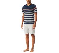 Schiesser Herren Schlafanzug kurz V-Ausschnitt-Casual Essentials Pyjamaset, Nachtblau_182604, 56