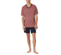 Schlafanzug kurz Organic Cotton V-Ausschnitt Brusttasche chilli rot kariert - Comfort Nightwear 50