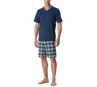 Pyjama SCHIESSER "Casual Essentials", Herren, Gr. 50, blau (860, tiefblau), Single Jersey, Obermaterial: 100% Baumwolle, Homewear-Sets Pyjama (45966464-50) 860, tiefblau