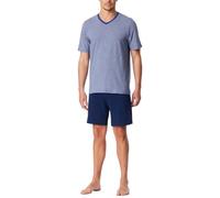 Schiesser Schlafanzug kurz 95/5 Nightwear Herren V-Ausschnitt Blau Gr. 50 95% Baumwolle/5% Elasthan