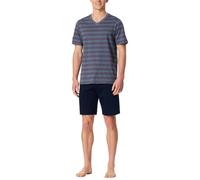 Schlafanzug kurz Ringel blaugrau - Casual Nightwear 52