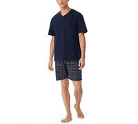 Schiesser Herren Schlafanzug kurz V-Ausschnitt - Nightwear Set, Blau_159636, 56