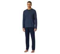 SCHIESSER Herren Schlafanzug, lang - Casual Essentials, Baumwolle, Rundhals Dunkelblau / 2XL XXL Mehrfarbig