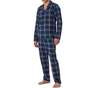 Schiesser Herren Schlafanzug lang durchgeknöpft Web Flanell-warm und weich Pyjamaset, Nachtblau, 56