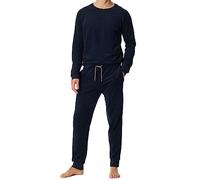 Schiesser Herren Schlafanzug Lang Frottee Baumwolle - Warm und Weich Pyjamaset, Nachtblau, 56 EU