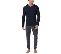 Schiesser Herren Schlafanzug Casual Essentials Baumwolle Dunkelblau mit Bündchen Gr. 54