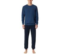 Schiesser Pyjama Herren Rundhals Jersey-Baumwolle blau gemustert, 50 (M)