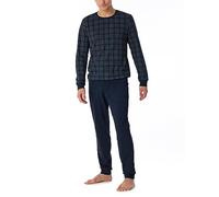 Schiesser Herren Schlafanzug lang mit Bündchen warme Baumwolle-Interlock Pyjamaset, Nachtblau, 64