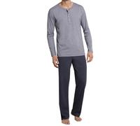 Schiesser Herren Schlafanzug Lang Mit Knopfleiste - Nightwear Pyjamaset, Anthrazit_159630, 62 Große Größen EU