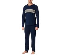 Schlafanzug SCHIESSER "Casual Nightwear", Herren, Gr. 52, 801, blau, Single Jersey, Obermaterial: 100% Baumwolle, bequem lang, Rundhals, Homewear-Sets Schlafanzug, mit langen Ärmeln und Rundhalsaussch