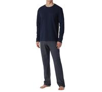 Pyjama SCHIESSER ""Ebony"" Gr. 58, blau Herren Homewear-Sets Pyjamas mit rundem Halsausschnitt, aufgesetzte Brusttasche (73510353-58)