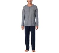 Schiesser Herren Schlafanzug Lang Mit Knopfleiste - Nightwear Pyjamaset, Blau_159630, 60 Große Größen EU