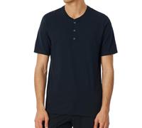 Schiesser Herren Schlafshirt Kurzarm mit Knopfleiste Bio-Baumwolle-Mix + Relax Pyjamaoberteil, Nachtblau_182516, 56