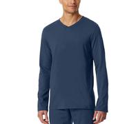 SCHIESSER Pyjama Langarmshirt MIX + RELAX blau | 54