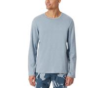 Schiesser Herren Schlafshirt Langarm Rundhals Organic Cotton-Mix + Relax Pyjamaoberteil, Jeans-Mel_182042, 48