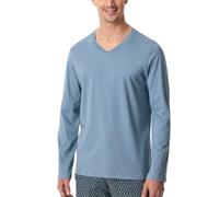 Schiesser Herren Schlafshirt Langarm V-Ausschnitt Organic Cotton-Mix + Relax Pyjamaoberteil, blaugrau_182043, 48