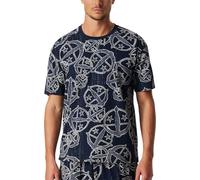 Schiesser Herren Schlafshirt Rundhals Kurzarm Loungewear Nightwear Organic Cotton 150 Years Pyjamaoberteil, Multicolor 2_183224, 50