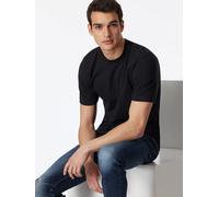 Schiesser T-Shirt American Essentials, 2er-Pack, Rundhals, Baumwolle, Schwarz Größe M