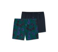 SCHIESSER Herren Shorts 2er Pack - Serie "Fun Prints", Unterhose, Jersey-Shorts Dunkelblau/Grün S