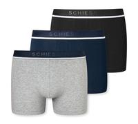 Boxer SCHIESSER "95/5", Herren, Gr. 4, bunt (910, schwarz, blau, grau), Jersey, Obermaterial: 95% Baumwolle, 5% Elasthan, meliert, unifarben, eng, Unterhosen, mit sportlichem Logo-Webgummibund (187366