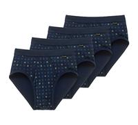SCHIESSER Herren Slip 4 PACK - Sportslip, Essentials Feinripp, Karo-Print, S-XXL Marine XXL (XX-Large)