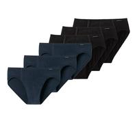 SCHIESSER Herren Slip 6er Pack - Supermini, Rio-Slip, Essentials, Cotton Stretch Schwarz/Blau / L L Mehrfarbig