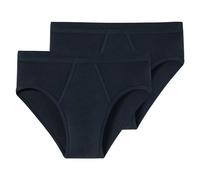 Schiesser Herren 2 Pack Sportslip mit Eingriff-Essential Feinripp Unterwäsche, Navy_205159, 7/ XL (2er Pack)
