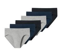 SCHIESSER Herren Slips, 6er Pack - "95/5", Supermini Briefs, Stretch Baumwolle Schwarz/Blau/Grau L