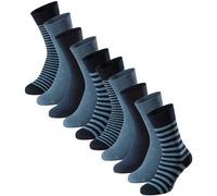 SCHIESSER Herren Socken, 10er Pack - "Bluebird", Baumwoll-Mix, uni/gemustert Blau/gestreift 39-42
