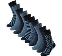 Kurzsocken SCHIESSER "Socken Bluebird 10P 10er Pack", Herren, Gr. 39-42, blau (blau, gestreift, blau, gemustert), Obermaterial: 77% Baumwolle CO. 22% Polyamid PA. 1% Elasthan EL., Socken (82922700-39)
