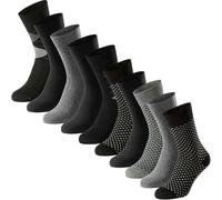 Kurzsocken SCHIESSER "Socken Bluebird 10P 10er Pack", Herren, Gr. 39-42, schwarz (schwarz, gepunktet, schwarz, raute), Obermaterial: 77% Baumwolle CO. 22% Polyamid PA. 1% Elasthan EL., Socken (9483511