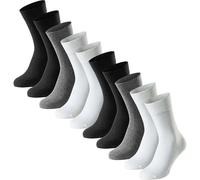 SCHIESSER Herren Socken, 10er Pack - "Bluebird", Baumwoll-Mix, uni/gemustert Schwarz/Grau/Weiß 39-42