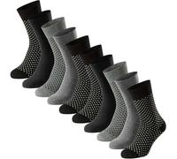 SCHIESSER Herren Socken, 10er Pack - "Bluebird", Baumwoll-Mix, uni/gemustert Schwarz/gepunktet 43-46