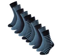 SCHIESSER Herren Socken, 10er Pack - "Bluebird", Baumwoll-Mix, uni/gemustert Blau/gestreift 43-46