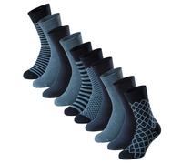 SCHIESSER Herren Socken, 10er Pack - "Bluebird", Baumwoll-Mix, uni/gemustert Blau/gestreift/Blau/gemustert 39-42