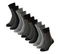 SCHIESSER Herren Socken, 10er Pack - "Bluebird", Baumwoll-Mix, uni/gemustert Schwarz/gepunktet 43-46