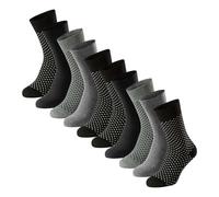 SCHIESSER Herren Socken, 10er Pack - "Bluebird", Baumwoll-Mix, uni/gemustert Schwarz/gepunktet / 43-46 43-46 Schwarz