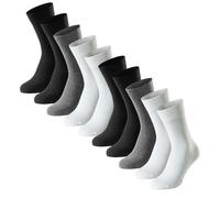 SCHIESSER Herren Socken, 10er Pack - "Bluebird", Baumwoll-Mix, uni/gemustert Schwarz/Grau/Weiß / 39-42 39-42 Mehrfarbig