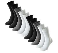 SCHIESSER Herren Socken, 10er Pack - "Bluebird", Baumwoll-Mix, uni/gemustert Schwarz/Grau/Weiß 43-46
