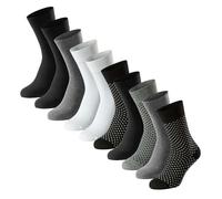 SCHIESSER Herren Socken, 10er Pack - "Bluebird", Baumwoll-Mix, uni/gemustert Schwarz/Grau/Weiß/Schwarz/gepunktet 39-42