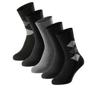Schiesser Herren Socken Bluebird – 5er Pack, Baumwoll-Mix, uni/gemustert Schwarz/Raute 39-42