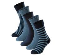 SCHIESSER Herren Socken, 5er Pack - "Bluebird", Baumwoll-Mix, uni/gemustert Blau/gestreift 43-46