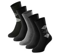 SCHIESSER Herren Socken, 5er Pack - "Bluebird", Baumwoll-Mix, uni/gemustert Schwarz/Raute 39-42
