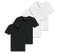 SCHIESSER Herren T-Shirt 4er Pack - Serie "95/5", V-Ausschnitt, S-4XL Schwarz/Weiß XL