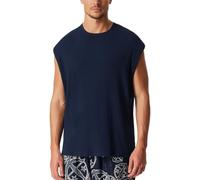 T-Shirt SCHIESSER "SCHIESSER 150 YEARS", Herren, Gr. 52, blau (admiral), Rippware, Obermaterial: 90% Baumwolle, 10% Elasthan, casual, bequem hüftbedeckend, Rundhals, ohne Ärmel weit, Shirts, weite Arm